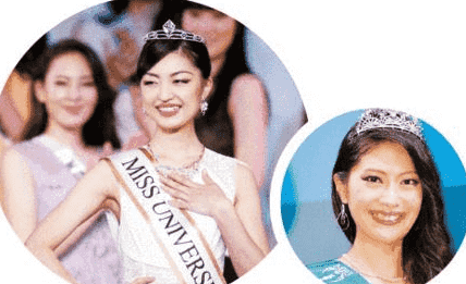 中泽沙理（上）在获奖宣言里自己也说“要向全世界宣扬日本女性的心灵美”，不过她比去年的“地球小姐”日本区冠军山田彩乃（下）还是漂亮一点。