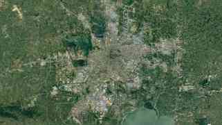 卫星地图上的安徽合肥，城市建成区很大，安徽第一城实至名归