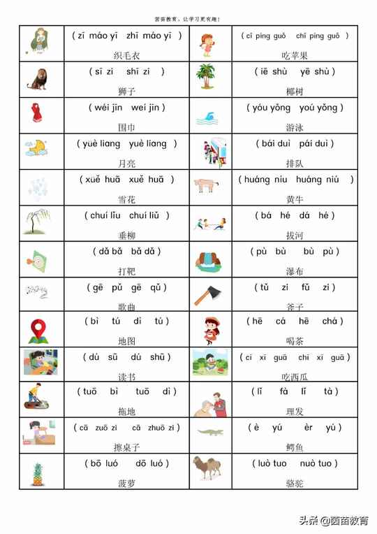 汉语拼音看图选词专项练习，家长都收藏了