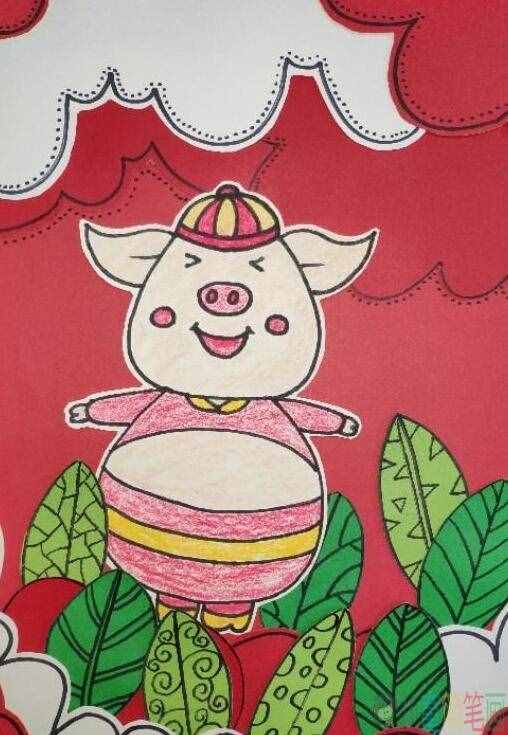 2019那些可爱的猪年年画儿童画