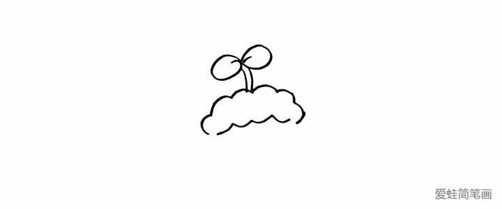 2.向下画出羊村长的毛发像一片云朵。