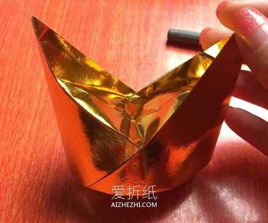 怎么折纸金元宝的方法 简单手工元宝的折法- www.aizhezhi.com